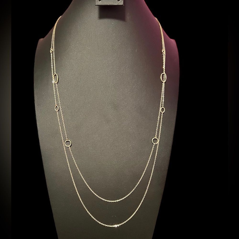 Mixit Delicates Gold Tone Double Strand Station Long Necklace
